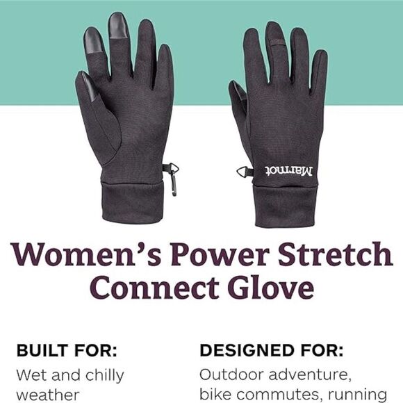 MARMOT Women's Power Stretch Connect Glove Black Large - Picture 2 of 5